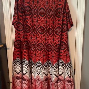 Red, Black and White Geometric Print Dress